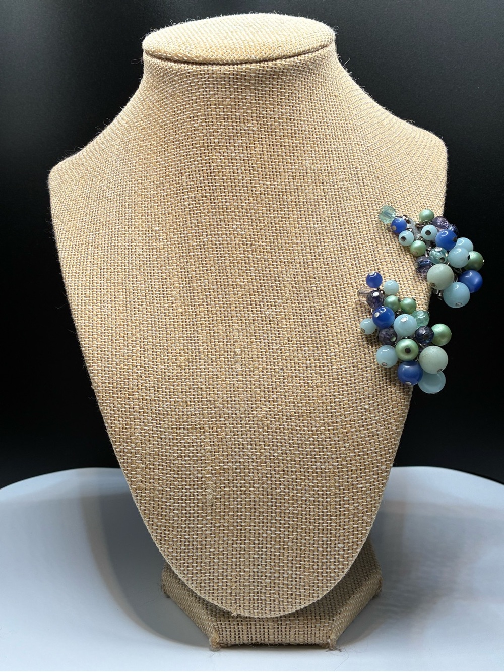Vintage Blue Cluster Bead Clip-On Earrings - Women's Jewelry